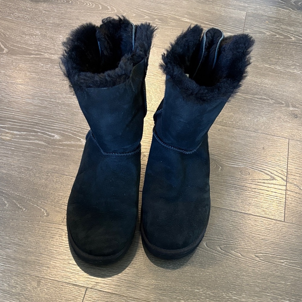 UGG Women's Black Suede Fur Boots